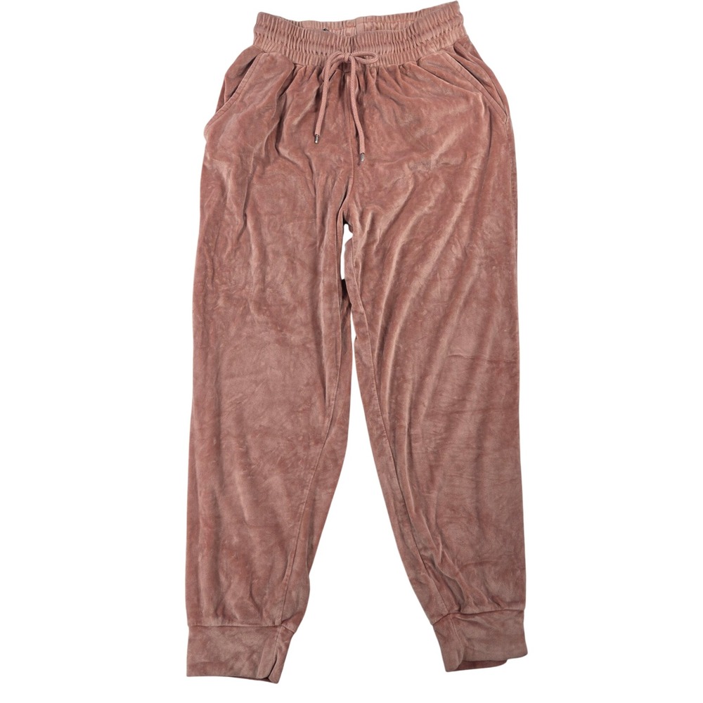 BBJ Los Angeles Women Medium Pink Velvet Joggers Athleisure Loungewear